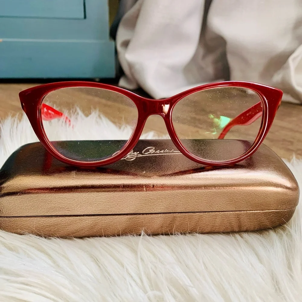 Oleg Cassini Bold Red Glasses - Picture 1 of 10